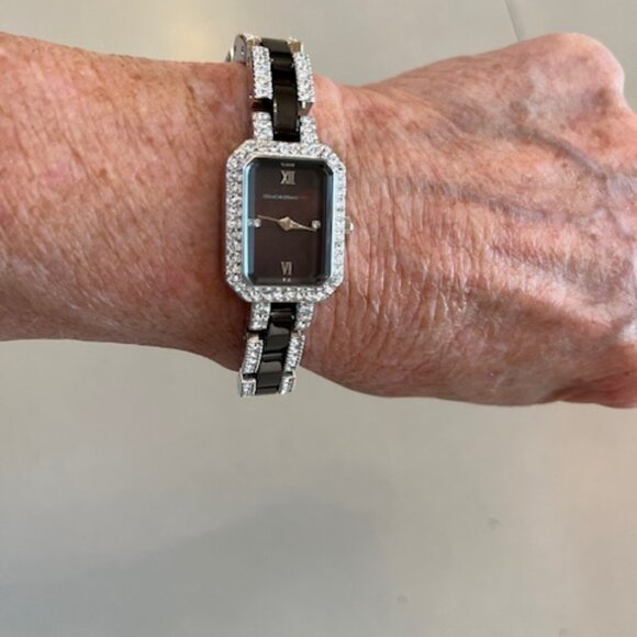 ISAAC MIZRAHI LIVE | Women's Black Ceramic and Crystal Bracelet Watch-NEW w/Box - Picture 5 of 13